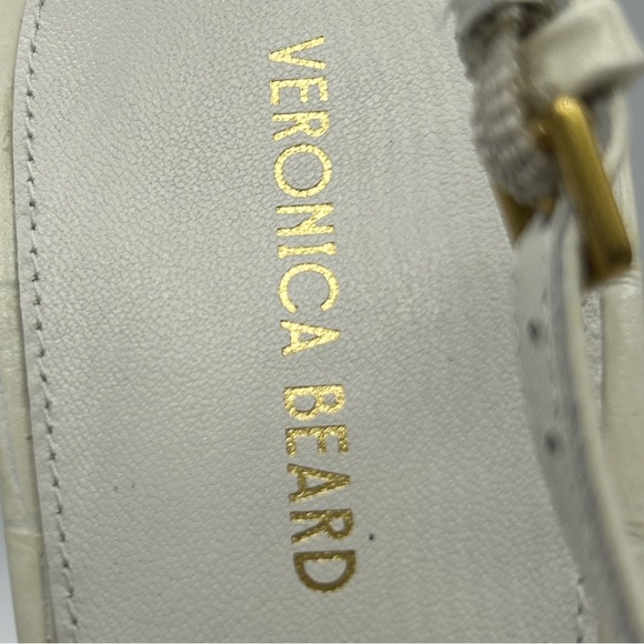 Veronica Beard Cecile Slingback 60 Ivory Croc Black Cap Toe Heels 8.5 New In Box - Picture 10 of 12